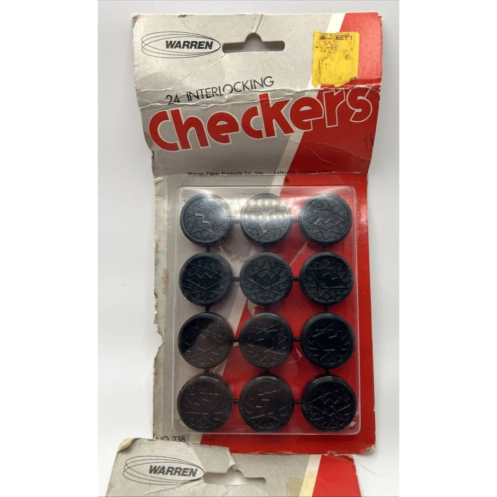 2-Vintage Warren  Set of 24 Interlocking Checkers Brand New in Package, No 238
